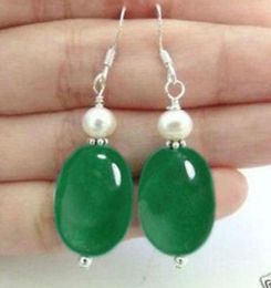 Beautiful Natural green Selling Jadeite south sea White shell pearl Earrings