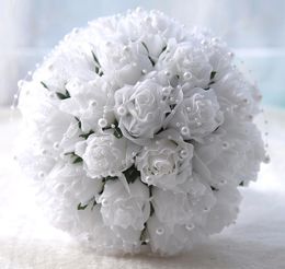 Eternal angel Bridesmaid Wedding, hand held flower foam simulation flower, white rose.