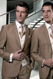 New Style Chocolate 3 Piece Suit Men Wedding Tuxedos Bridegroom Groomsmen Suit Men Business Dinner Prom Blazer(Jacket+Pants+Tie+Vest) 1601