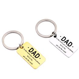 Dad to The World You are One Person But to Me You are The World Keychain, Stainless Steel Tag Silver gold Keychain