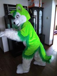 2018 Hot sale Green Wolf Mascot Costume Adult Size Cute Wolf Carnival Party Cosply Mascotte Suit Kit