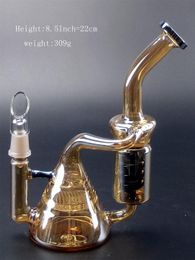8 5 gold glass bong oil rig 4mm thickness banger nail thick glass bongs male joint 14 5mm bubbler dab rig free