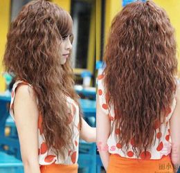 Fashion Women's Long Curly Wavy Brown Hair Cosplay Party Costume Full Wigs