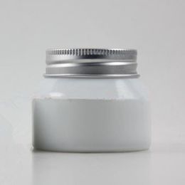 50g original white Glass sloping shoulder jar with silver Aluminium lid+white inner lid.cream jar,cosmetic container F957