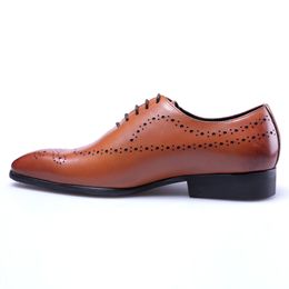 NEW Breathable Black / brown pointed toe oxfords business shoes mens dress shoes genuine leather wedding shoe man work shoes