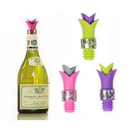 Wine Bottle Stopper Pourer Food Grade Silicone Material Lily Wine Pourers Funny Gift Bottles Cap Anti Spill Tools Kitchen Bar Tool Tapon De Botella Wholesale