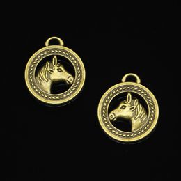 21pcs Zinc Alloy Charms Antique Bronze Plated circle horse head Charms for Jewellery Making DIY Handmade Pendants 25mm