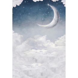 Dreamy Clouds Crescent Stars Photography Backdrop Vinyl Baby Newborn Photoshoot Props Kids Children Photographic Studio Backgrounds