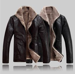 Casual design sheepskin short jacket Fur Faux Leather Jacket Men Jacket Warm Fleece Winter Leather clothing male fur outerwear