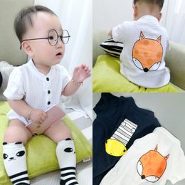 2018 Cotton Baby Infants Rompers 2018 Summer Toddler Jumpsuit Newborn Baby Cartoon Short Sleeve Climb Romper Clothes 2Colors Wholesale