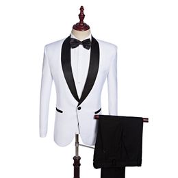 White Groom Wear Groomsmen Suits 2019 Modest Slim Fit Mens Business Suit Jacket + Pants + Bowtie Men's Suits Wedding Suits Groom Ebelz