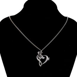 Minimalist Simple Fashion Hollow Heart Shaped Musical Note Pendant Necklace Music Jewellery Gold Silver Special Gift