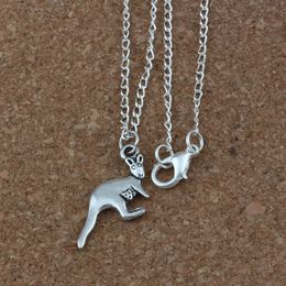 MIC24pcs / lot Ancient silver Alloy kangaroo Charms Pendant Necklaces 18 inches Chains Jewellery DIY A-228d