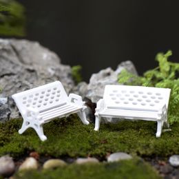 Modern Park Benches Miniature Garden Decorations White Chair Fairy Garden Micro Landscape Accessories Home Moss Decoration 3sizes