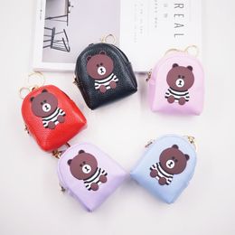 Kids Coin Purses 2018 Fashion Cartoon Little Bear Design Bags Car Key Pendant Bag With Ring Girls Leather Card Bag Mini Shoulders Bag