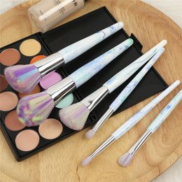 6Pc/Set Marble Makeup Brushes Set Powder Foundation concealer brush eyeshadow brush colorful hair Makeup Brushes DHL Free