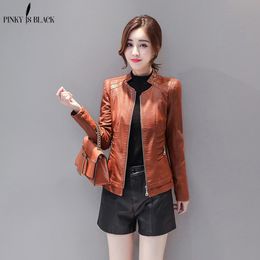 PinkyIsBlack Plus Size S-4XL Fashion Autumn Winter Women Leather Coat Female Short Motorcycle Leather Jacket Women's Outerwear