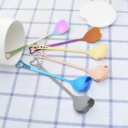 New Fashion Wedding Party Decor Love Heart Shaped Spoon Stainless Steel Handle Coffee Spoon Kitchen Cutlery LX3490