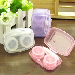 Random Colour Transparent Pocket Plastic Contact Lens Case Travel Kit Easy Take Container Holder fast shipping F1128