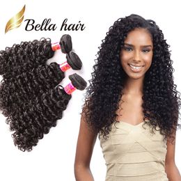 Bella 8A бразильские пучки волос двойной уток необработанные человеческие волосы вьющиеся переплетения 3 шт./лот черный цвет кудрявые наращивание 8 ~ 30 дюймов