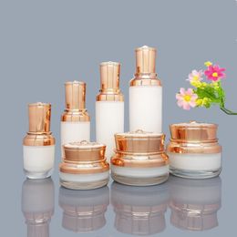 Empty Acrylic Lotion Cream Cosmetic Bottle Luxury Skin Care Cream Jars Cream Pump Containers Acrylic Bottles F789