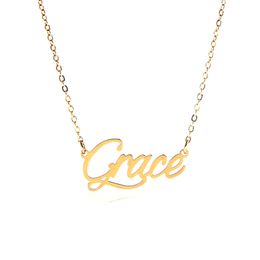 Custom Grace Name Necklace for Women Personalised Nameplate Stainless steel Jewellery Pendant Gold Plated Valentine's Day gift