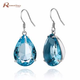 Ethnic Long Dangle Earrings Created Aquamarine Stone Handmade Statement Earring For Women 925 Silver Jewellery Ear Drops