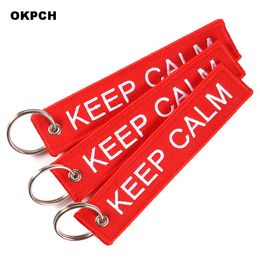 KEEP CALM Fashion Launch Key Chain Keychain for Motorcycles and Cars Embroidery Key Fobs