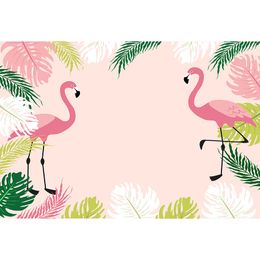 Pink Flamingo Photography Background Colourful Leaves Newborn Baby Shower Props Kids Girl's Birthday Party Photo Booth Backdrop