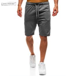 JEELINBORE 2018 New Summer Man's Casual Solid Color Cotton Shorts For Men Bodybuilding Short Trousers Middle Waist Sweatpants