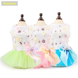 2018 New Pet Dog Sweet Colorful Dresses Princess Bowknot Skirt Small Girl Dog Summer Clothes Costume Puppy Chihuahua Yorkie 35