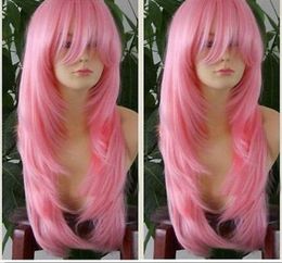 New Beautiful Pink Long Cosplay Party Fashion Wig Hair