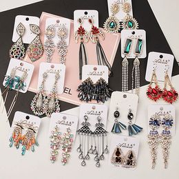 2018 Hot sales Extravagant Bright crystal Rose Gold Long tassel Earrings mix 10 style 10 pairs Girl / Madam fashion Earrings