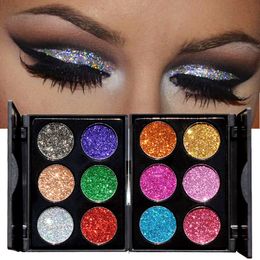 HANDAIYAN Makeup 6 Farben Wasserdichte Glitzer-Lidschatten-Palette, glänzende Metalle, Puder, Schimmer, Lidschatten-Pigmente, Kits, Diamant-Make-up