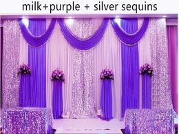 3m highx6m wide Wedding backdrop swag curtain stage background decorative wedding backdrop sequins hotel event party stage decor