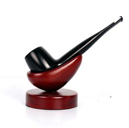 New straight rod, pure black ebony pipe, men's solid wood Philtre ebony smoking accessories.