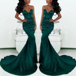 New Gorgeous Sweetheart Long Emerald Green Mermaid Evening Gowns Satin Fishtail Special Occasion Prom Dresses For Women Free Shipping