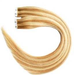 P27613 100g Full Cuticle Seamless Straight PU Skin Weft Extensions 40pcs Tape in human hair extensions Body Wave virgin brazilian1922971