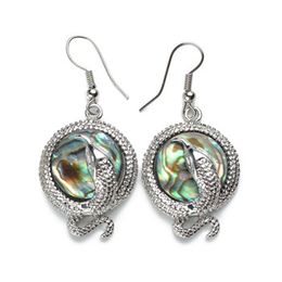 Snake Charm Paua Abalone Shell Earrings for Ladies Unique Jewellery Natural Abalone Shell Stone Hook Earrings
