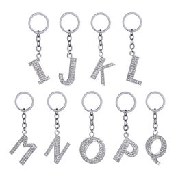 26 English Letters Keychain Alphabet letter with rhinestone Keychains Car Bag keyrings Crystal Alloy Material Wedding Favour Brand new