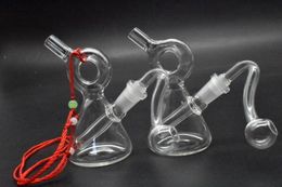 Thick colorful heady glass Mini Oil Dab Rigs Unique Glass tobacco Bong Circle Percolator Bongs Bowl 10mm Female Joint Water pipe Neckla