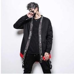 Men High Street Fashion Trench Jacket Top Quality Male Hip-hop Windbreaker Coat Letter Printing Overcoat