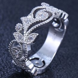 Flower Jewelry Women Fashion 925 Sterling silver rings Diamonique 5A Cz Engagement wedding band ring for women Gift