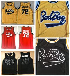 Mi08 Mens Biggie Smalls Jersey Notorious B.I.G. Bad Boy Basketball Jerseys Black Red White #72 Stitched Shirts