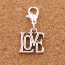 Open Love Letter Lobster Claw Clasp Charm Beads 100pcs/lot 13.1x29.9mm Tibetan silver Jewelry DIY C970