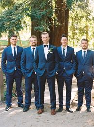 2019 Blue Formal Wedding Men Suits for Groomsmen Wear 2 Pieces ( Jacket + Pants ) Trim Fit Custom Made Groom Tuxedos Evening Party Suit