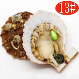 Wholesale Party Surprise Gift Seawater Red Shell Oysters with 6-8mm Oval #13 Green Pearl 1pcs Vacuum Package