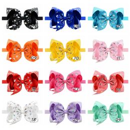 16pcs 6 inch Elegant Unicorn Print Bows Tie Headbands For Kids Girl Colourful Elastic Hairband Hair Accessories FD843