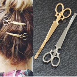 Coole einfache Kopfschmuck Haarnadel Gold Schere Schere Clip für Haar Tiara Haarspangen Zubehör Großhandel