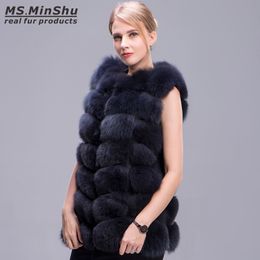Fashion Winter Coat Real Fur Coat Style Thick Fox Vest Sleeveless Outwear Fox Vest Natural Real Fur Vest Ms.MinShu